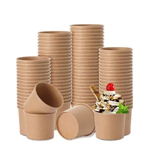 Manufacturers Supplier Disposable Compostable 16OZ Coated Paper Cup Tubs Take Away Ice Cream Paper