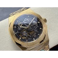 Hochwertige Taucheruhr, wasserdicht, mechanisch, gold, 41 mm, Fabrikwerk, Diamant-Skelett-Uhr