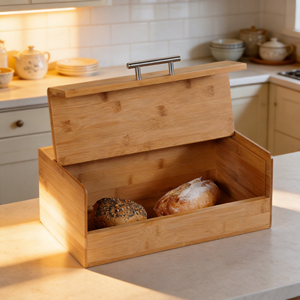 กล่องเก็บขนมปังทรงสี่เหลี่ยมผืนผ้าจากไม้ไผ่ เป็นมิตรกับสิ่งแวดล้อม ทนทาน ใช้งานได้หลากหลาย พร้อมฝาปิด สำหรับเก็บอาหาร รักษาความสดใหม่ - Product Image 5