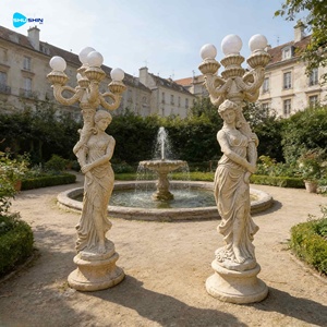 Lampada Decorativa da <span class=keywords><strong>Giardino</strong></span> con Scultura di Bella Donna in Marmo Naturale a Grandezza Naturale - Product Image 2