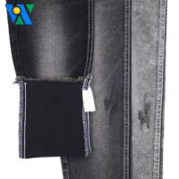 Tela vaquera elástica TR de 10,5 oz, dos lados, negra, media alta elasticidad, RHT, tela vaquera tejida de sarga, fabricante de rollos de tela vaquera
