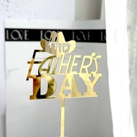 Neuheit Acryl Gold Schwarz Happy Father's Day Super Dad Bester Papa 10cm Tortendekoration