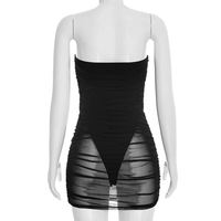 Nouvelle Robe de Soirée Courte Femme Printemps, Couleur Unie, Sexy, Amincissante, en Maille Froncée, Bustier, pour Fête et Club
