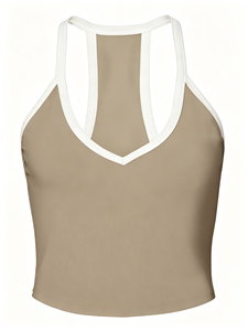 Camisetas sin mangas con cuello en V para mujer, de color sólido, tejidas, transpirables, informales - Product Image 4