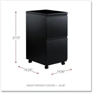 Alera PBFFBL Meuble de classement métallique traditionnel à deux tiroirs, 14 7/8 po de largeur x 19 1/8 po de profondeur, noir, avec tiroirs coulissants pleine longueur, mobile, pour bureau et atelier - Product Image 5