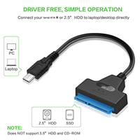 USB tipo C USB 3,1 macho a SATA 22 pines 2,5 "Controlador de disco duro SSD cable adaptador para ordenador portátil