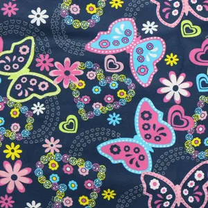 China Manufacture Boho Butterfly Print 80 Polyester 20 Spandex Knit Fabric for Dress Woman