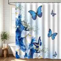 Rideau de douche papillon imprimé numérique personnalisé, moderne, écologique, en stock, 12 crochets, polyester imperméable, OEM/ODM sur mesure