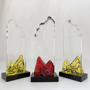निर्माता ग्लास पट्टिका क्रिस्टल ट्रॉफी गोल्ड रेड माउंटेन आइसबर्ग क्रिस्टल ग्लास पुरस्कार पट्टिका ट्रॉफी - Product Image 6