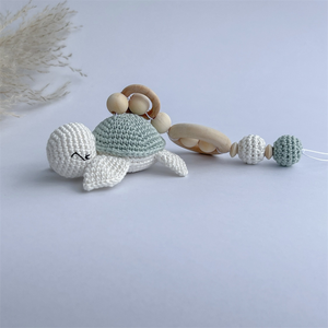 Offre Spéciale tortue ensemble en bleu avec poussette chaîne anneau de dentition hochet pendentif pour bébé siège bébé saisir jouet cadeau de <span class=keywords><strong>naissance</strong></span> jouet en bois - Product Image 6