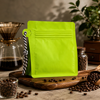 Sacs à café en papier kraft brun à fond plat avec valve et fermeture éclair, en aluminium, 100g, 250g, 500g, 1kg