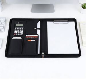 Organiseur de bureau B5 avec fermeture éclair en cuir PU, classeur à anneaux, carnet de notes avec calculatrice, certifié FSC, pour usage scolaire - Product Image 3
