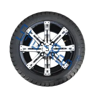 Golf Cart 12 Inch Machined/Gloss Black Aluminum Alloy Wheel With 215/35-12 DOT Street Tire