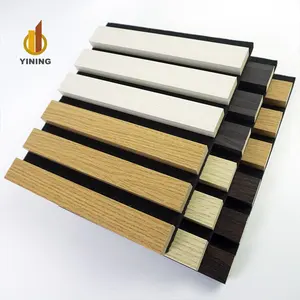 Yoing panel akustik slat kayu poliester bahan kedap suara untuk peralatan studio panel dinding bergalur 3d untuk dekorasi interior