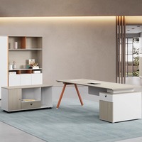 Bureau en bois simple et moderne pour patron ou gestionnaire Mobilier de superviseur moyen avec panneau en bois élégant et chaise