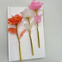 Bunga Valentine Hari Ibu Ulang Tahun QY Mawar Batang Emas Buatan dengan Bubuk Glitter Mawar Galaksi Mawar Berlapis Emas 24K Hadiah