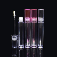 Tubes de gloss à lèvres en plastique coloré portables, emballage cosmétique de luxe en PETG rond de 5,5 ml, tube à rouge à lèvres avec pinceau à lèvres souple