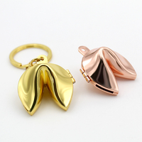 Haute qualité 3D argent Fortune Cookie porte-clés pliable Vintage dessin animé métal en alliage de Zinc pour mariages Souvenirs boîte-cadeau