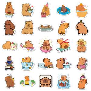 50 Piezas <span class=keywords><strong>de</strong></span> <span class=keywords><strong>Pegatinas</strong></span> <span class=keywords><strong>de</strong></span> <span class=keywords><strong>Animales</strong></span> Carpincho <span class=keywords><strong>de</strong></span> Dibujos Animados Lindos, Calcomanías Estéticas Impermeables para Teléfono Móvil - Product Image 2