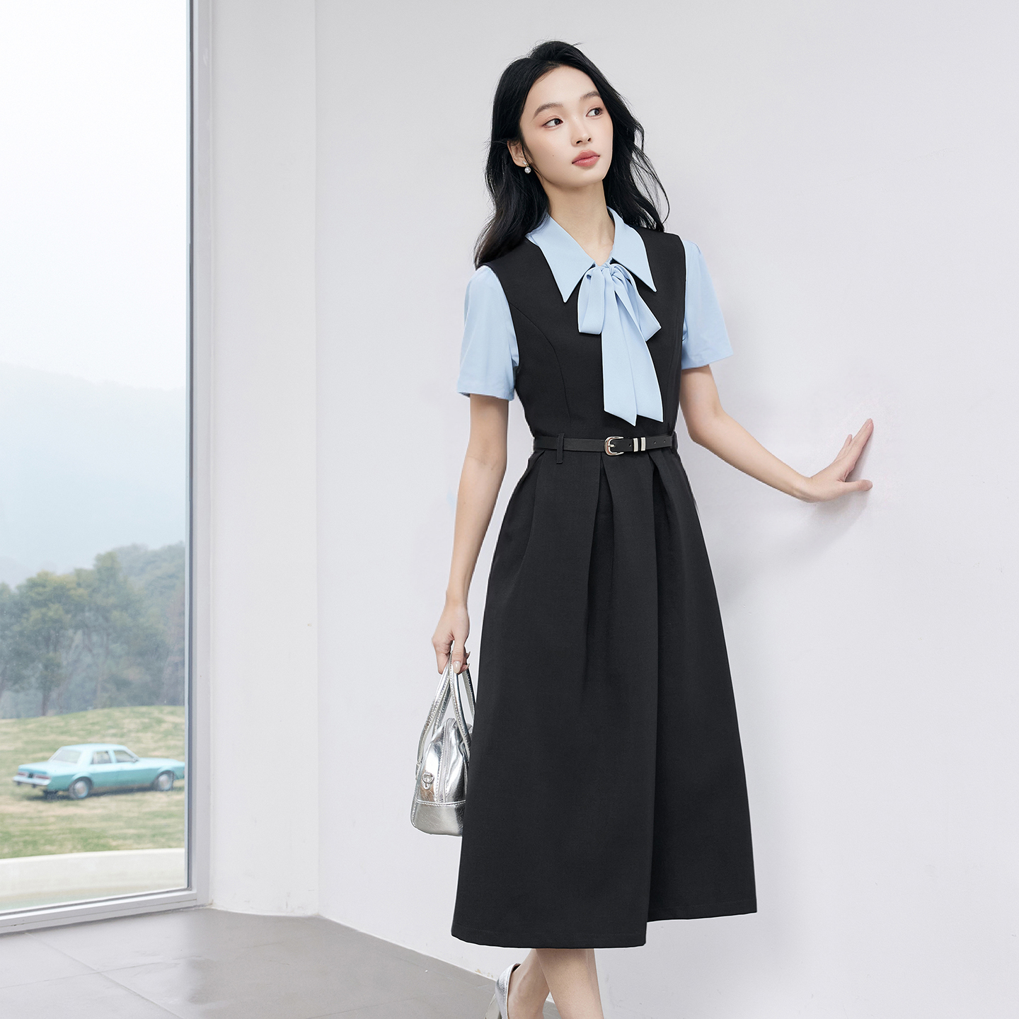 navy blue vest dress Professional Skirt College Students' Teaching Interview Formal Spring COLOUR:NAVY