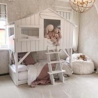 Lit superposé en bois massif durable pour enfants, style ferme, maison dans les arbres, ensemble de meubles de chambre d'enfant