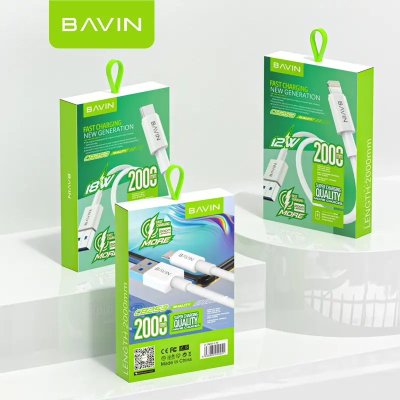 BAVIN CB253 2M 2.4A Fast Charging Transfering 2 IN 1 Iphone Type-c Micro Cable Wire Data USB Cables