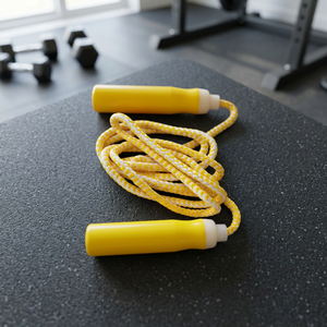 Meilleures ventes Corde à sauter en coton jaune sur mesure avec manche en bois naturel Corde à sauter personnalisée - Product Image 4
