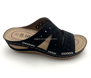 Sandales compensées à talon haut à enfiler, logo personnalisé OEM, vente chaude en usine, bout ouvert, été, printemps, automne, extérieur - Product Image 3