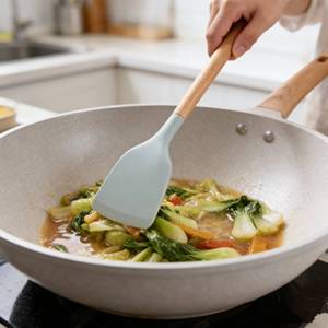 Wholesale Eco-Friendly <b>Silicone</b> Kitchen <b>Tools</b> Wooden Baking Icing Mixing Cooking Spatulas with Utensils Holder - Product Image 6