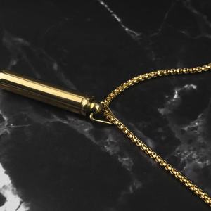 Collier pendentif en acier inoxydable en forme de balle, urne commémorative pour animaux de compagnie, bijoux couleur or pour cendres - Product Image 5