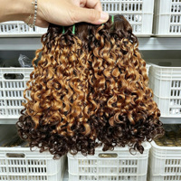 Mèches de cheveux humains brésiliens bruts, bouclés birmanes, couleur Ombré, cuticules alignées, double tirage, double trame