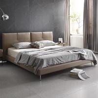 Lit King Size Moderne Minimaliste en Cuir avec Tête de Lit Rembourrée Douce, Cadre de Lit Double pour Chambre à Coucher, Mobilier pour Maison et Hôtel
