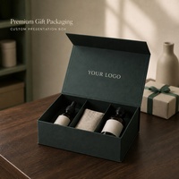 Boîte cadeau rigide personnalisée pour bijoux, cosmétiques, bougies, vert foncé, couvercle à charnière, insert compartimenté, emballage de vente au détail haut de gamme