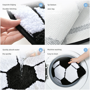 Tapis de bain absorbant tufté antidérapant à motif <span class=keywords><strong>football</strong></span>/soccer pour événements, en microfibre, grande taille pour salon, commande en gros - Product Image 4