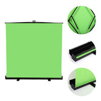 Fond de Studio Rétractable 2M x 2M, Écran Vert Chromakey Pliable Bleu Blanc Noir, Enroulable pour Photographie