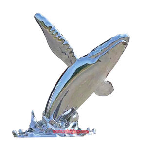 Jardín al aire libre Waterscape Adornos náuticos Escultura Plateado Estatuas de peces cetáceos de acero inoxidable - Product Image 4