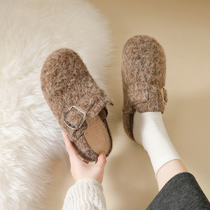 New Ecofriendly Women <strong>Felt</strong> <strong>Clogs</strong> Plush Inside Winter Warm Shoes Outdoor Slip-on Cute Buckle Fur Girls Mules Low Price Export - Product Image 6