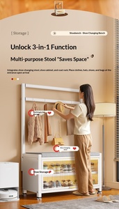 <span class=keywords><strong>Meuble</strong></span> de rangement à chaussures multifonctionnel 2-en-1 <span class=keywords><strong>avec</strong></span> siège <span class=keywords><strong>et</strong></span> <span class=keywords><strong>porte</strong></span>-<span class=keywords><strong>manteau</strong></span>, étagère à chaussures pour entrée <span class=keywords><strong>et</strong></span> couloir, idéal pour petits espaces - Product Image 4