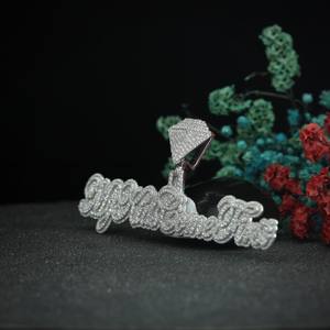 Pendentif personnalisé en moissanite avec nom, bijoux hip-hop, serti de diamants, argent sterling 925, cadeau de mariage pour lui ou elle - Product Image 2