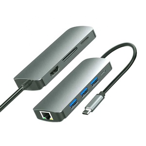 <span class=keywords><strong>8</strong></span> cổng đa chức năng Gigabyte Network Adapter RJ45 1000Mbps HDTV 4k USB3.0 Đầu đọc thẻ PD <span class=keywords><strong>8</strong></span> trong 1 loại C HUB - Product Image 2