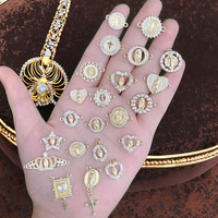 Connecteur en or 18 carats pavé CZ, Vierge Marie, Notre-Dame de Guadalupe, breloque de baptême catholique, médaillon, bijoux religieux, fournitures artisanales