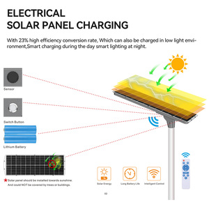 NOUVEAU Lampadaire solaire tout-en-un IP66 pour éclairage extérieur de cour, de route, de autoroute, étanche, intelligent, décoratif - Product Image 5