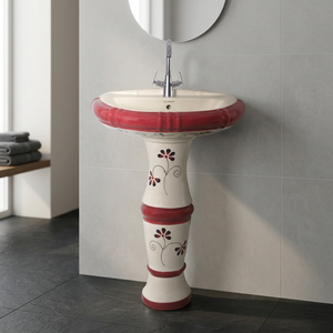 Coronis Gold Color Art Design Ceramic Wash Basin with <b>Full</b> Pedestal Bathroom Sanitary Ware - Product Image 6