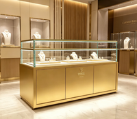 Vitrine à bijoux moderne de luxe GZowin, design 3D pour boutique, verre trempé, éclairage LED, construction en bois MDF durable