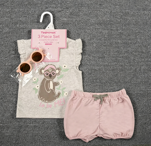Bulala Ingrosso Set di Abbigliamento Moda per Neonati 0-18 <span class=keywords><strong>Mesi</strong></span>, Alta Qualità in Cotone, Magliette e Pantaloncini, <span class=keywords><strong>3</strong></span> Pezzi Traspiranti e Carini - Product Image 6