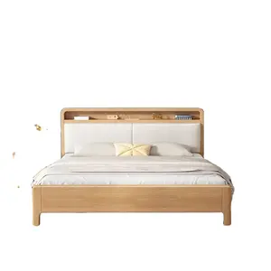 ODM OEM New Arrival Modern Customized oak Bed European Style Solid Wood Bed Bedroom Furniture Set