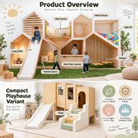 Grande structure de jeu modulaire en bois pour intérieur avec toboggan, tunnel, piscine à balles et balançoire pour maternelle et centre d'activités pour enfants