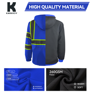 Veste de sécurité pour femme, durable, en tissu Oxford, doublée de polaire, chaude, bleue, avec ceinture ajustable et bandes réfléchissantes, pour le <span class=keywords><strong>travail</strong></span> en extérieur et les trajets quotidiens - Product Image 3