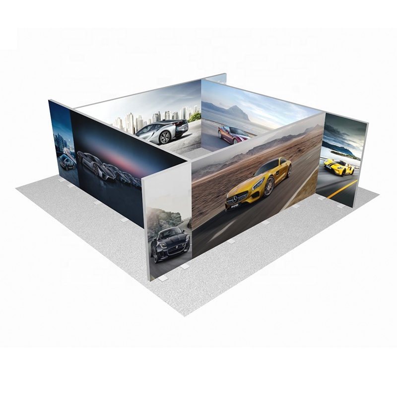 Conception personnalisée En Aluminium Bord Allumé Double Face D'exposition Stand d'exposition 20x20