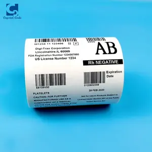 롤 방수 컬렉션 사용자 정의 스티커 프린터 멸균 저온 의료 라벨 자체 코드 4 테스트 튜브 혈액 가방 라벨